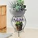 Amagabeli Plant Stand 20 inch Tall 2 Tiers Rustproof Flower Pot Rack with Curved Legs Indoor Outdoor Iron Art Planter Holders Garden Patio Steel Metal Iron Pots Containers Supports Corner Black