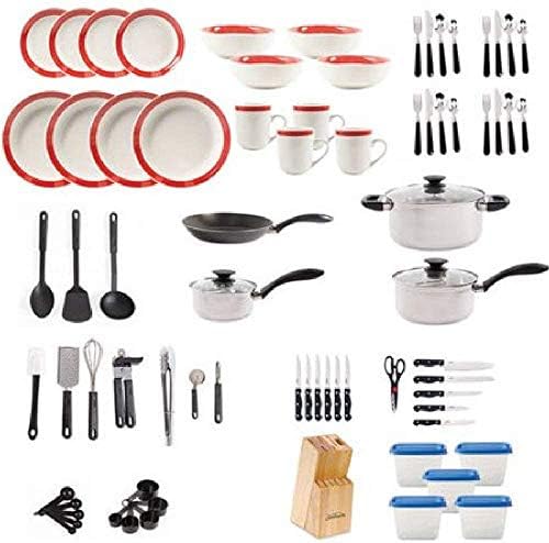 Gibson Home Essential Total Kitchen 83-Piece Combo Set, Red