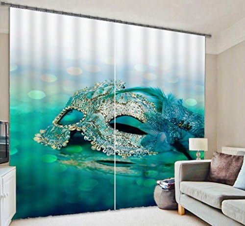 3D Curtains mask Printed polyester fabrics Bedroom living room Decor Blackout Noise Reducting Warm Protecting Window Drapes , wide 3.6x high 2.7