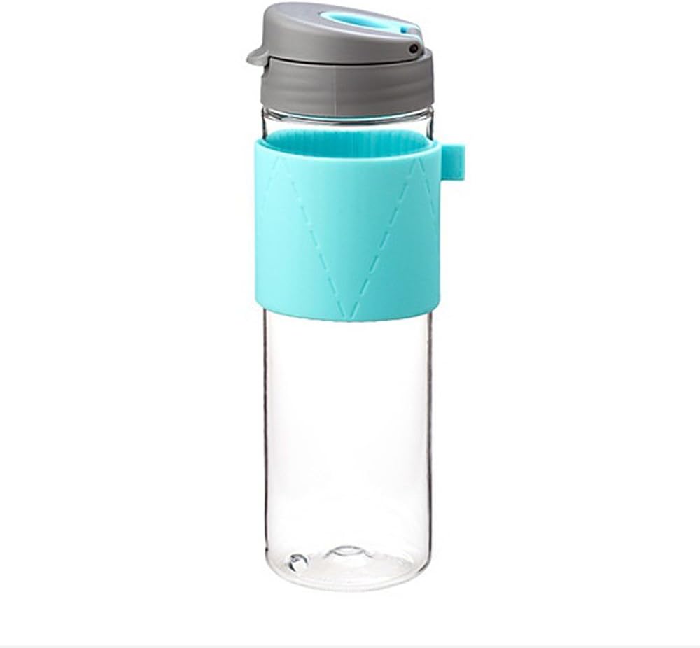 TheJD The Bottle Transparent Bucket Pail Water Bottle BPA Free Non-Toxic 550ml - 18oz (Tea-Bottle-Skyblue)