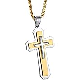 Rehoboth Fashion Polished Diverse Christian Men and Women Religious Cross Pendant Necklace Stainless Steel 24 Inch Chain