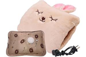 Milkycat Cute Hot Water Bottle with Soft Cover，Portable Rechargeable Electric Hot Water Bag for Menstrual Cramps，Hot Compress