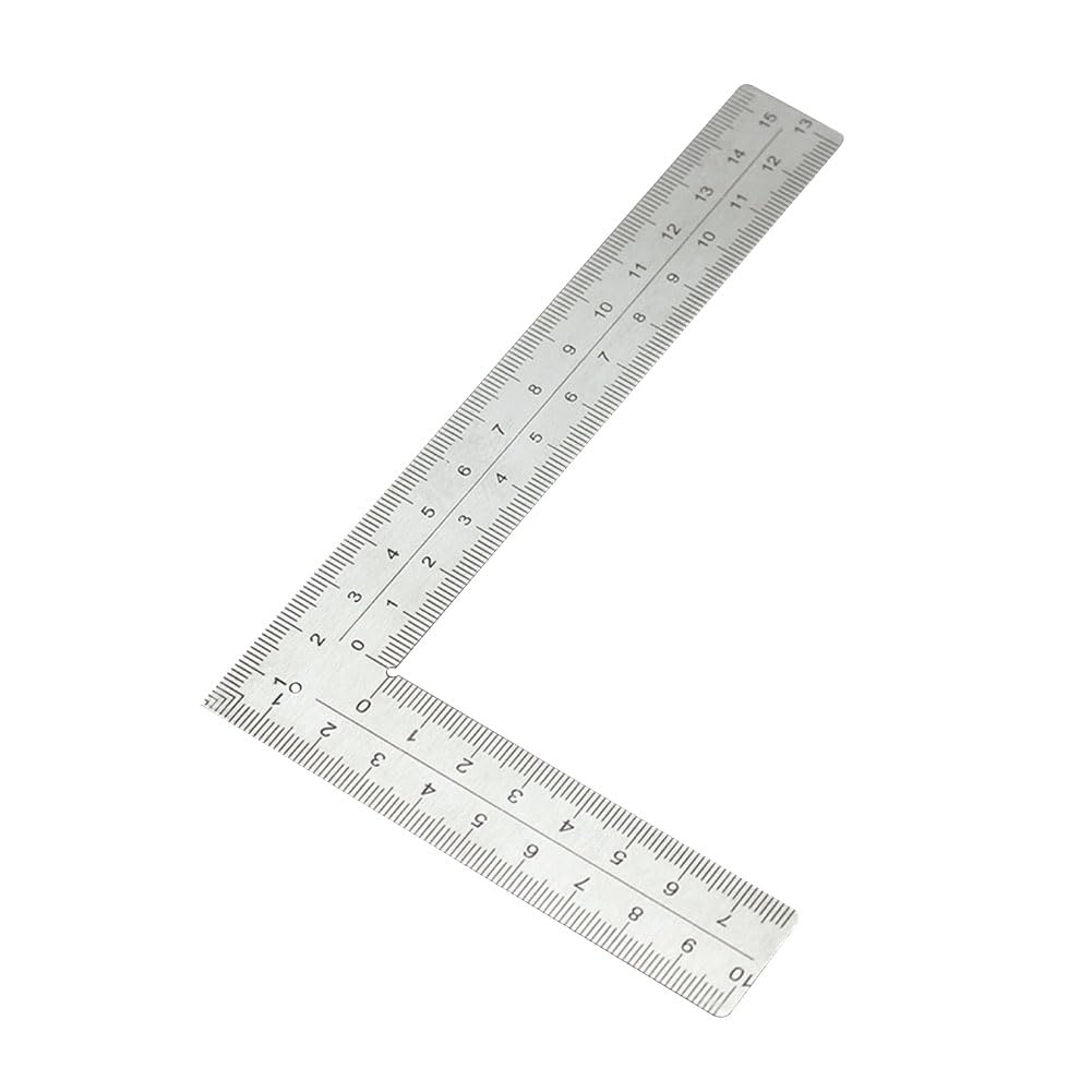 JIHUOO Stainless Steel Square Ruler, 15.7 x 10.2 cm, Right Angle, Carpenter, Woodworking, Leather Crafting, Drafting, Drawing