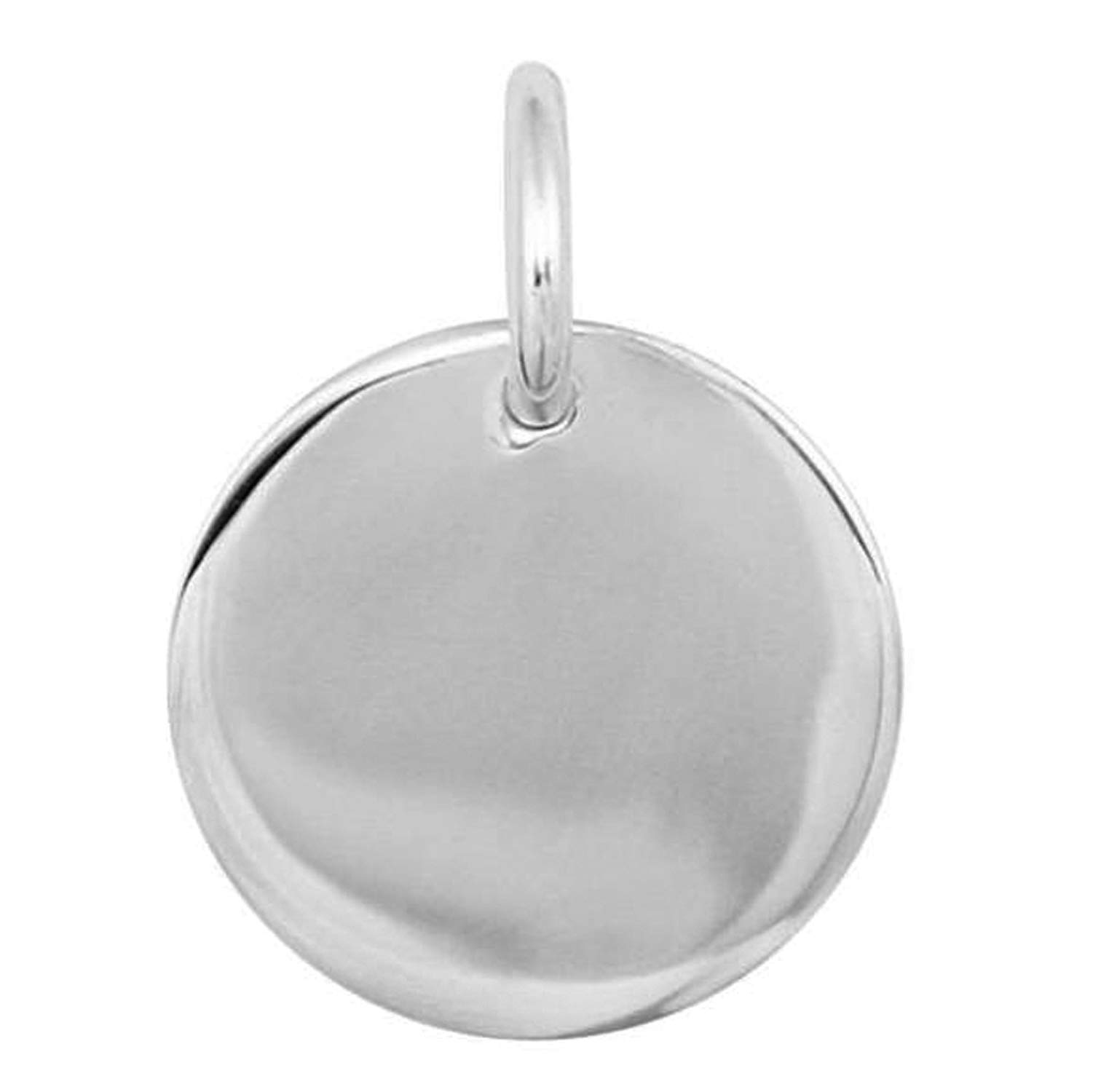 Engravable Disc Tag Charm (Large) 925 Sterling Silver Charms for Bracelets Necklaces for Women - Fit European Link Charm Bracelet Necklace - Women's Charms - Slider Dangle Charm
