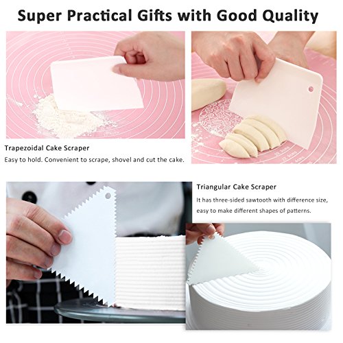 Cake Boards Sliver Foil Round Cake Circles 8, 10, 12 Inch Cake Base Cardboard, 3 of Each Size Set, with 2pcs Plastic Scrapers for Baking Cake (9 Pack)