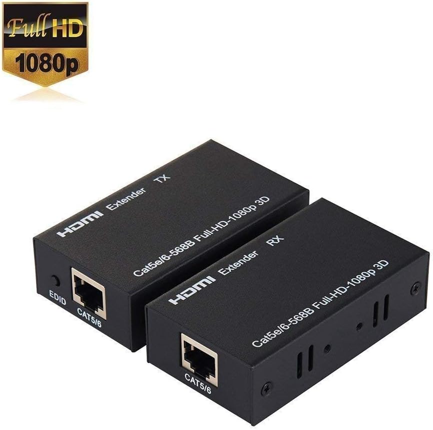 MaK WOrLD HDMI Extender/Extension RX Receiver TX Transmitter HDMI Repeater,Connector,Convertor Dual RJ45 CAT5e CAT6 LAN Ethernet Network Cable Upto 60M for HDTV Projector DVD PS3 (60 Meter)
