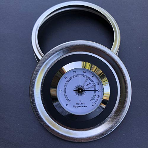 HyLids - Large Mouth - Analog - Hygrometer Lids with a true ideal range for herbs.