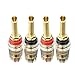 Facmogu 4PCS Black & Red Heavy Duty 5-Way Binding Post Banana Jacks 4mm, 24K Gold Plated Sold Brass Insulated Binding Post Banana Plugs, Speaker Amplifier Bindling Post Terminals - Long