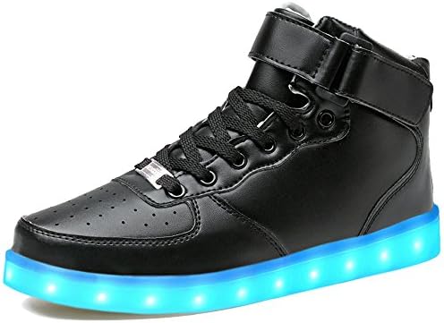 HINZER LED Light Up Shoes 2017 Upgrade Light System 7 Colors Flashing Sneakers(Black 36)