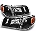 AKKON - For Ford Crown Victoria Black Replacement Headlights W/Corner Lamps 4pc Left + Right Pair Set