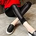 Weigou Women Leggings Winter Warm Pants Thick Velvet Faux Leather Leggings Slim Trousers (S, Black(1))
