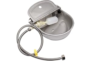 APLAYFULBEE Automatic Livestock Waterer, Stainless Steel Automatic Cow Drinking Water Bowl with Water Hose (3/4'') and Float Valve for Cattle Horse Goat Sheep Animals Pet Waterer Dispenser