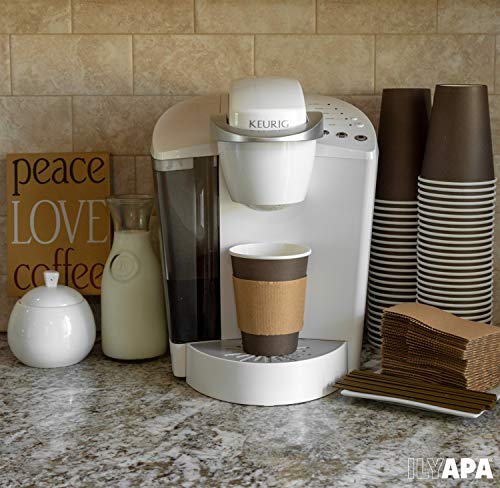 image for Ilyapa 100 Pack - 12 oz To Go Coffee Cups with Sleeves, Lids & Stirrer
