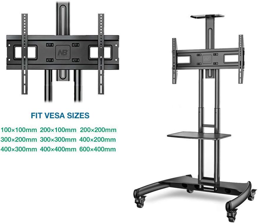 NB North Bayou Mobile TV Cart TV Stand with Wheels for 32 to 65 Inch LCD LED OLED Plasma Flat Panel Screens up to 100lbs AVA1500-60-1P (Black): Electronics