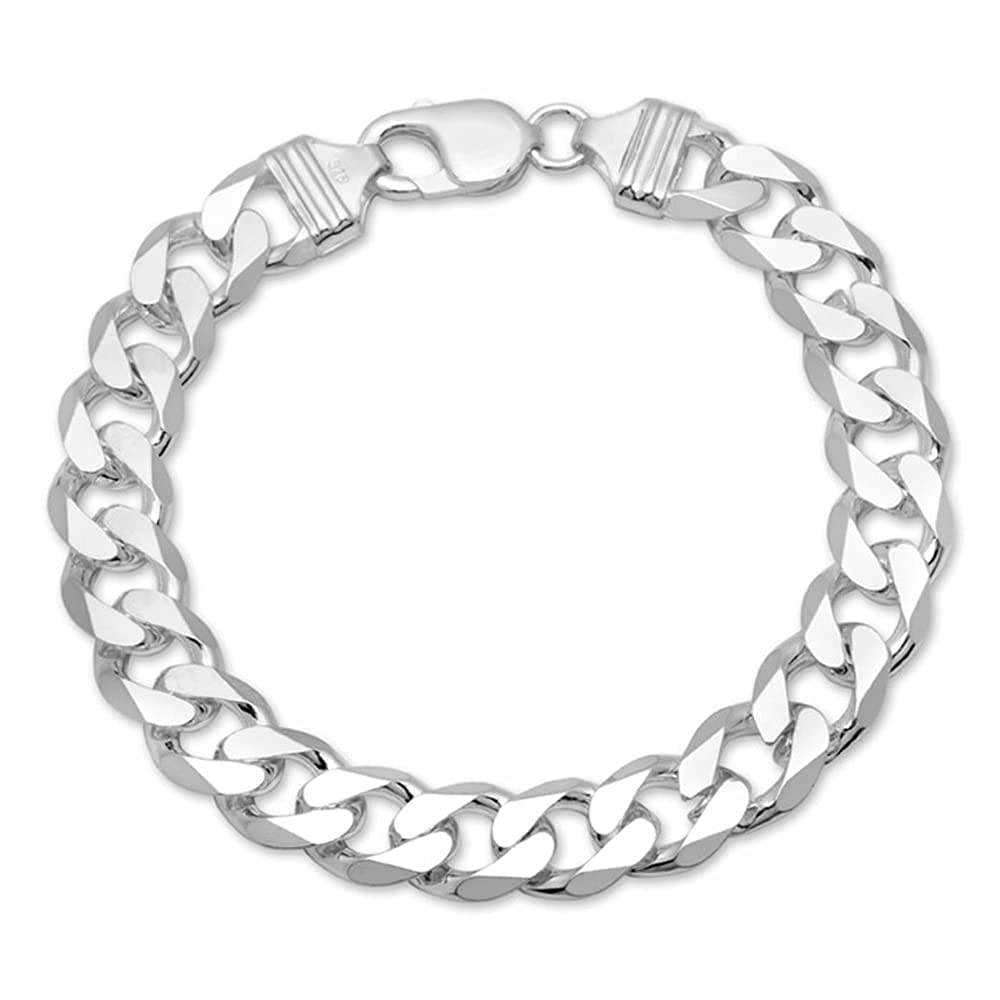 Treasure Bay Super Heavy 12mm Solid 925 Sterling Silver Curb Chain Bracelet For Men, Punk, Biker Jewellery Bracelet (20)