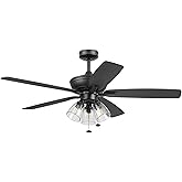 Prominence Home Glenmont, 52" Indoor LED Ceiling Fan, Pull Chain, Tri Mounting Options, Dual Finish Blades and Reversible Mot