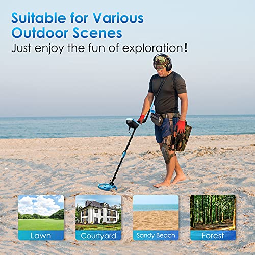 RM RICOMAX Metal Detector for Adults & Kids - Professional Metal Detector with LED Flash Indicators 8-Inch Adjustable Waterproof Detectors (35- 45 inch)