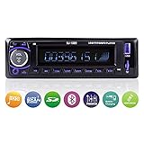 Car Stereo Receiver (with Bluetooth/USB/SD/AUX/FM), Single Din Version, Car Radio, MP3 Player, Wireless Remote Control Included by Scharkspark
