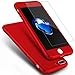 Omorro for iPhone 8 Plus/iPhone 7 Plus Case, 360 Full Edge Body Encase Plating Hard Bumper Frame Ultra Hybrid Cover with Tempered Glass, Fullbody New Cool Ultralight Slim Anti-Drop Case Red