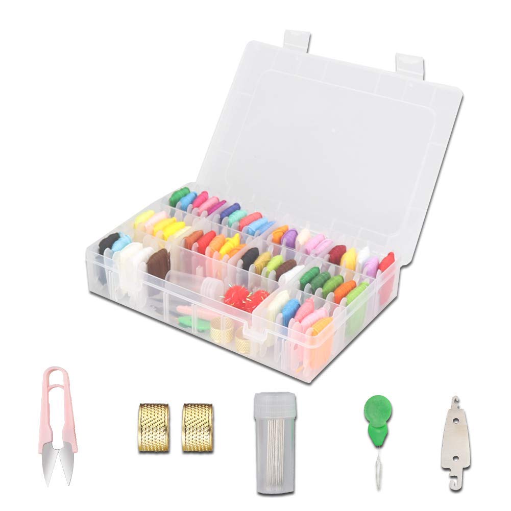 Embroidery Threads kit Sewing Kits- with 5 Free Embroidery Tools Colour Floss Cross Stitch Threads Craft Thread Sewing Friendship Bracelets Thread for DIY Crafts (50 Color)