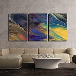 3 Piece Canvas Wall Art - Close Up Oil Paint - Modern Home Art Stretched and Framed Ready to Hang - 16"x24"x3 Panels