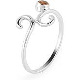 ARTISANJEWELS 925 Sterling Silver Boho Ring, Natural Gemstones Stones, Solitaire Handmade Hypoallergenic Jewellery for Women, Birthday Healing Crystals Statement Rings, Christmas Gift