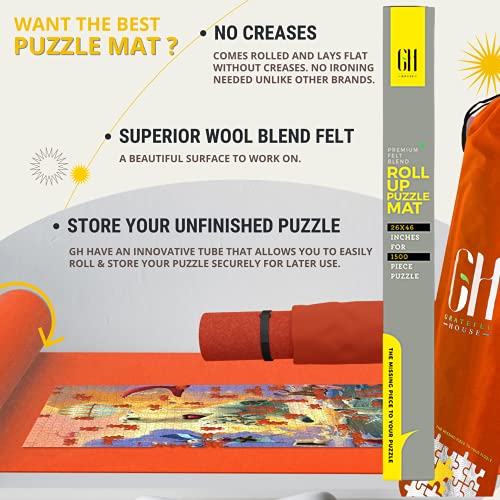 GRATEFUL HOUSE Premium Wool Blend Roll Up Puzzle Mats for Jigsaw