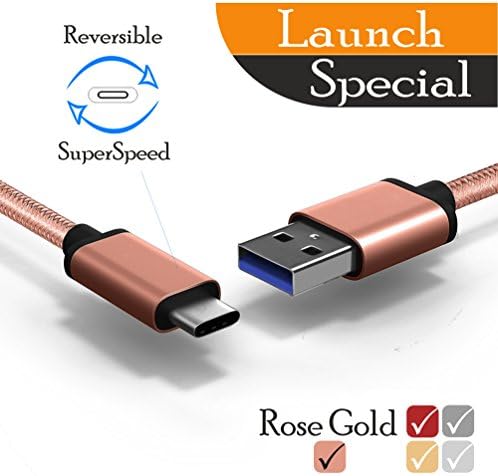 USB Type C Cable, Fast Speed Data Sync and Fast Charging (Usb 3.0)for Samsung Galaxy S8, S8 Plus, LG G6 G5, Google Pixel XL, Nintendo Switch, Nexus 6P, Macbook12", OnePlus2 (RoseGold)(3.3 ft) by miaim