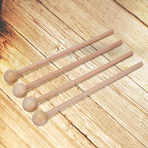 4 pcs Bell Mallets Glockenspiel Sticks, Mallet Percussion with Wood Handle Round Head Hammer for Energy Chime Xylophone Wood Block and Bells - Thumbnail 4