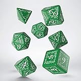 Q-Workshop Elvish Dice Green and White - Set of 7 Dice