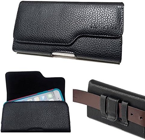 BLU Vivo XL 2 / Vivo XL / Vivo 5R / Vivo 6~ Premium Pouch Leather Wallet ID Card Holder Carrying Case Belt Loops Holster (fits Phone+Hybrid Armor Dual Layer Protective Kickstand Skin Cover)(Executive)