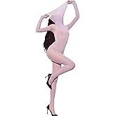 RUIBAVYA Body Stockings for Women Sexy Full Body Tights Oil Shiny Bodystocking High Neck Nylon Catsuit Shimmer Bodysuit