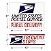 Rural Delivery Magnetic Sign for U.S. Mail, 9” x 12” with Frequent Stops Magnet, 3” x 12” included