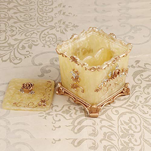 Easycomf Toothpick Holder Toothpick Dispenser cotton swab box high-grade creative toothpick box for living room and storage box(Champagne Gold)