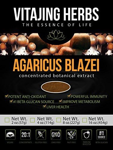 Agaricus Blazei Murill Mushroom Extract Powder (4oz - 114gr) / 20:1 CONCENTRATION by VitaJing