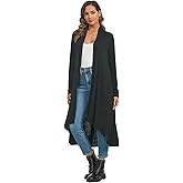 AvaCostume Womens Casual Lightweight Drae Long Sleeves Cardigan Front Open Maxi Dusters