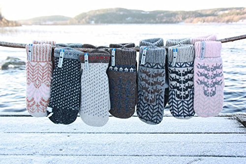 ÖJBRO VANTFABRIK Winter Mittens 100% Merino Wool 4-Layers Wind Resistant Mitts(Small, Skaftö Sot)