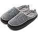 Men's Cozy Memory Foam Micro Woolen Plush Fleece Slippers Slip On Clog House Shoes w/Hand-Craft Woven Trim (US Men's 11-12, Gray)