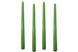 BERKEBUN 10 inch Green Taper Candles-Set of 4 Taper Candles -Dripless and Smokeless,Tall Candlesticks, Home Dinner, Party, Wedding, Halloween, Churches,Christmas Candles(10 inch, Green)