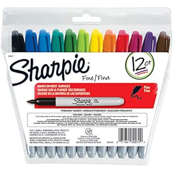 Sharpie 30072 Permanent Markers, Fine Point, Assorted Colors, 12 Count