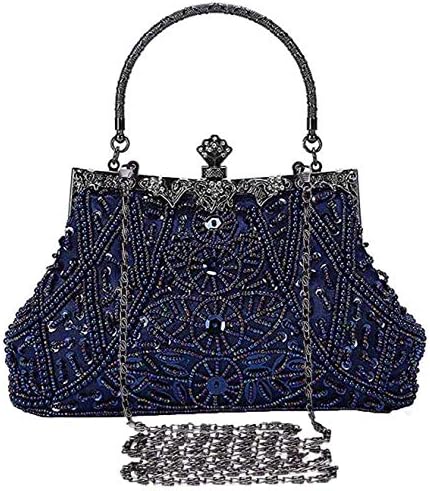 blue beaded clutch bag