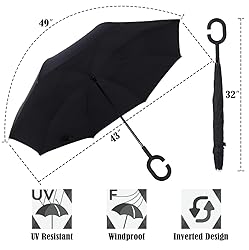 Wxjiahetai Inverted Reverse Umbrella with C-shaped