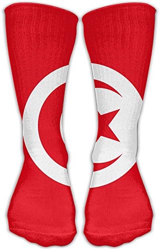Chuanwang Tunisian Flag Athletic 30cm Stockings Ankle Socks Sport Casual Socks Cotton Crew Socks Long Sock One Size