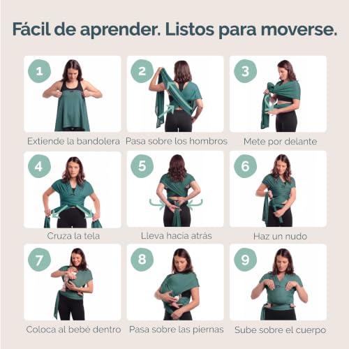 Boba Freedom Together Ergonomic Baby Carrier Wrap - Lightweight and Breathable Mesh for Newborns and Babies (3.2-15.9 kg), Summer Elastic Wrap, One Size, Green