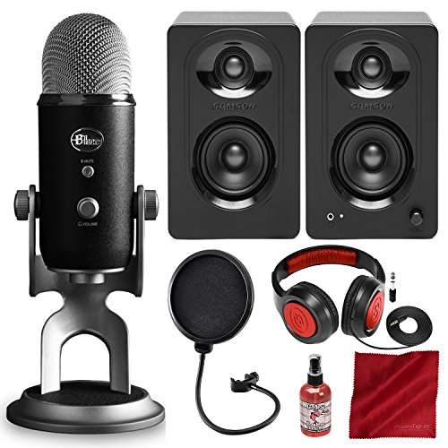 Blue Yeti Pro Studio All-In-One Pro Studio Vocal System w/Recording Software and Samson Studio Monitors, Closed-Back Headphones, Deluxe Bundle