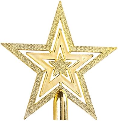 AUMAYCO Gold Weihnachtsbaumspitze - Glitzernder Metall Stern 20x25cm