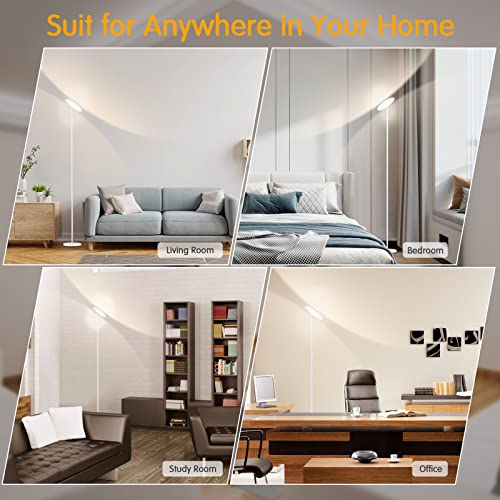 White Floor Lamp,RGB Floor Lamps Work with Alexa Google Home,WiFi Modern Tall Standing Torchiere