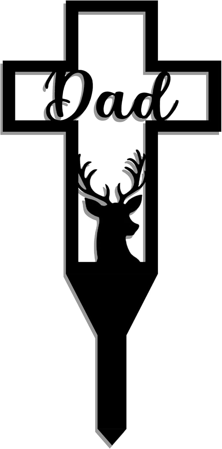 Decorative Garden Stakes - Dancenser Cemetery Memorial Cross Stake Metal Cross Garden Stake Graves Cemetery Decorations Memorial Signs Marker for Dad Grave Outdoor Easter Decoration Wall Decor Lawn Stake (dad)