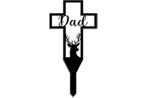 AURONP Dancenser Cemetery Memorial Cross Stake Metal Cross Garden Stake Graves Cemetery Decorations Memorial Signs Marker for Dad Grave Outdoor Easter Decoration Wall Decor Lawn Stake (dad)