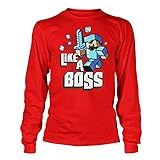 Minecraft Big Boys' 8-20 Like A Boss Youth Long Sleeve Red T-Shirt M